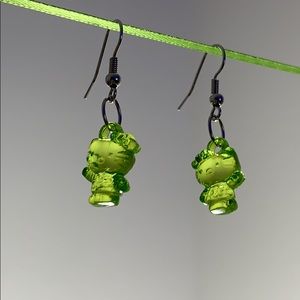 green hello kitty earrings